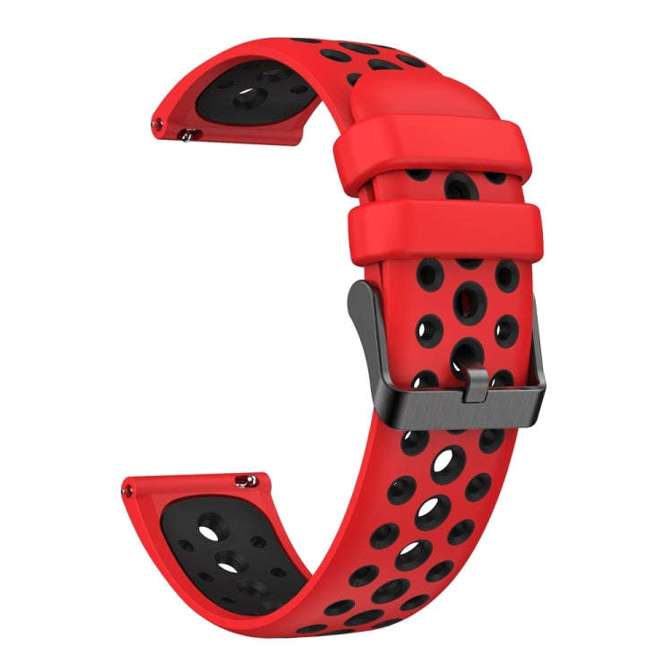 For Huawei Watch 4 Two Color Round Hole Silicone Watch Band(Red Black)