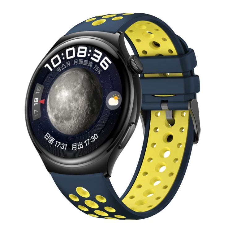 For Huawei Watch 4 Two Color Round Hole Silicone Watch Band(Ceylon Yellow)