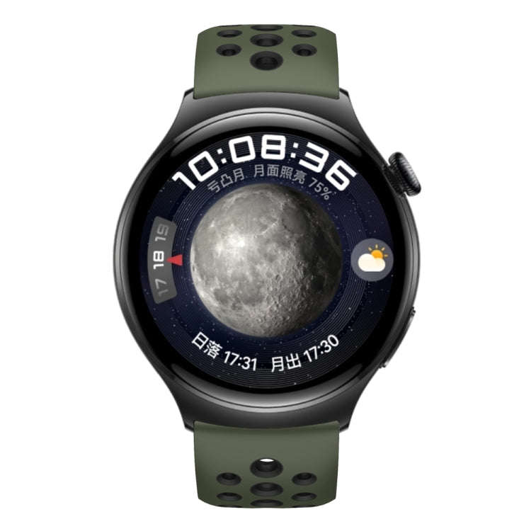 For Huawei Watch 4 Two Color Round Hole Silicone Watch Band(Spruce Green)