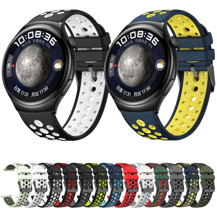 For Huawei Watch 4 Two Color Round Hole Silicone Watch Band(Graphite Grey)