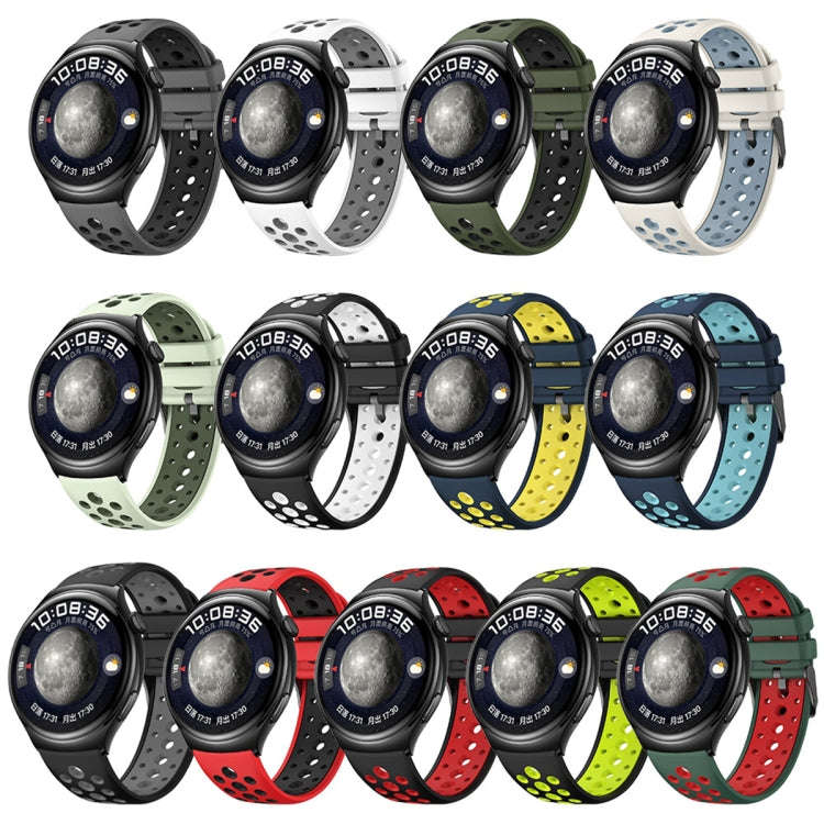 For Huawei Watch 4 Two Color Round Hole Silicone Watch Band(Graphite Grey)