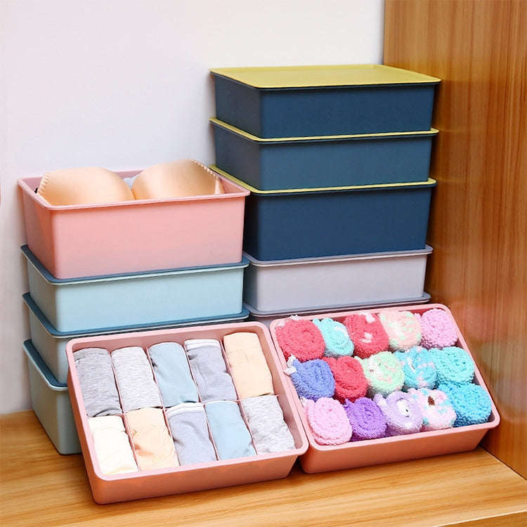 Contrast Color Underwear Storage Box Multi-Gate Plastic Bra Socks Storage Box 10 Grids with Cover...