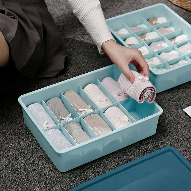 Contrast Color Underwear Storage Box Multi-Gate Plastic Bra Socks Storage Box 10 Grids with Cover...