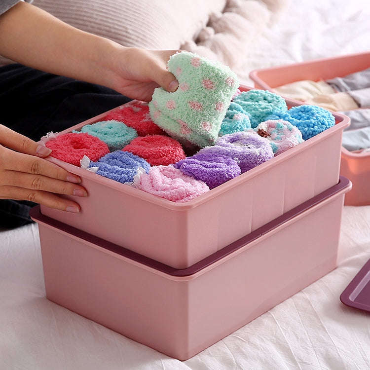 Contrast Color Underwear Storage Box Multi-Gate Plastic Bra Socks Storage Box 15 Grids without Co...