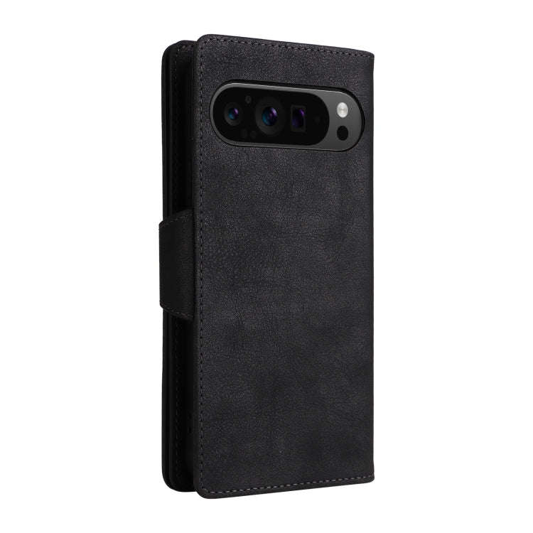 For Google Pixel 9 Pro Rivet Buckle 9 Cards Three Fold Leather Phone Case(Black)