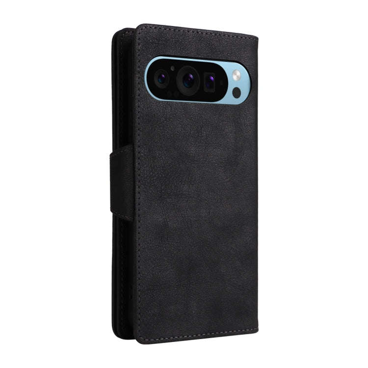 For Google Pixel 9 Rivet Buckle 9 Cards Three Fold Leather Phone Case(Black)