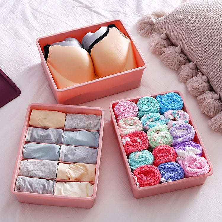 Contrast Color Underwear Storage Box Plastic Bra Socks Storage Box Without Grid / Cover(Grey)