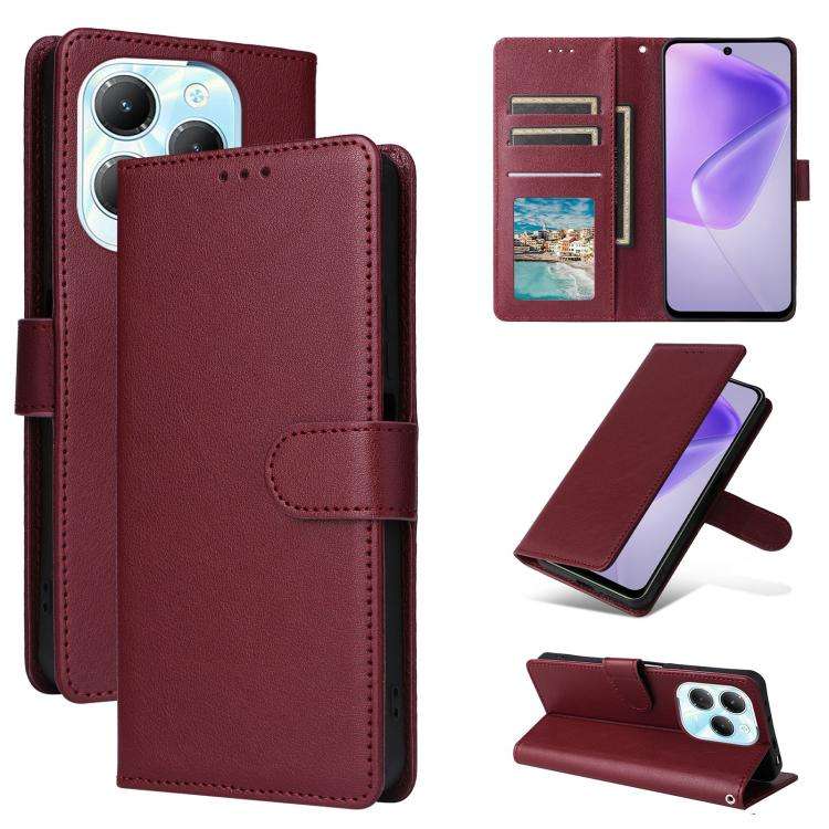 For Infinix Hot 40 / 40 Pro 3-Card Slots Multifunctional Leather Phone Case(Wine Red)