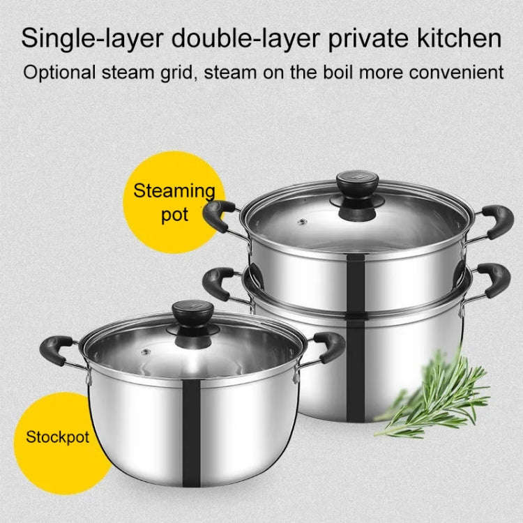 Single Layer 26cm Stainless Steel Thickened Soup Pot Small Stew Pot Induction Gas Stove Universal...