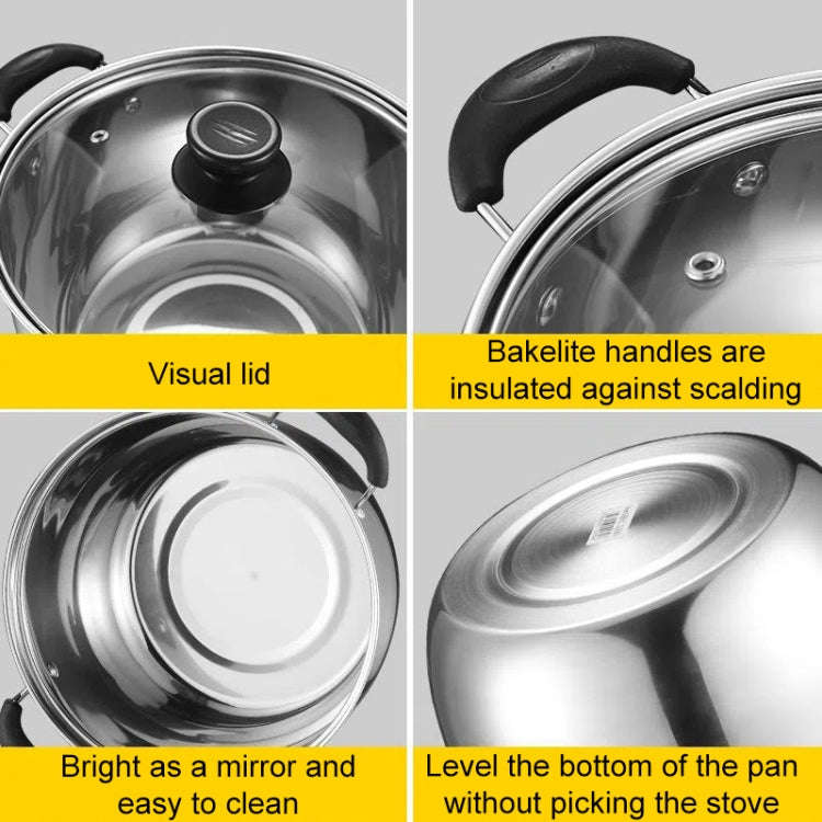 Single Layer 26cm Stainless Steel Thickened Soup Pot Small Stew Pot Induction Gas Stove Universal...