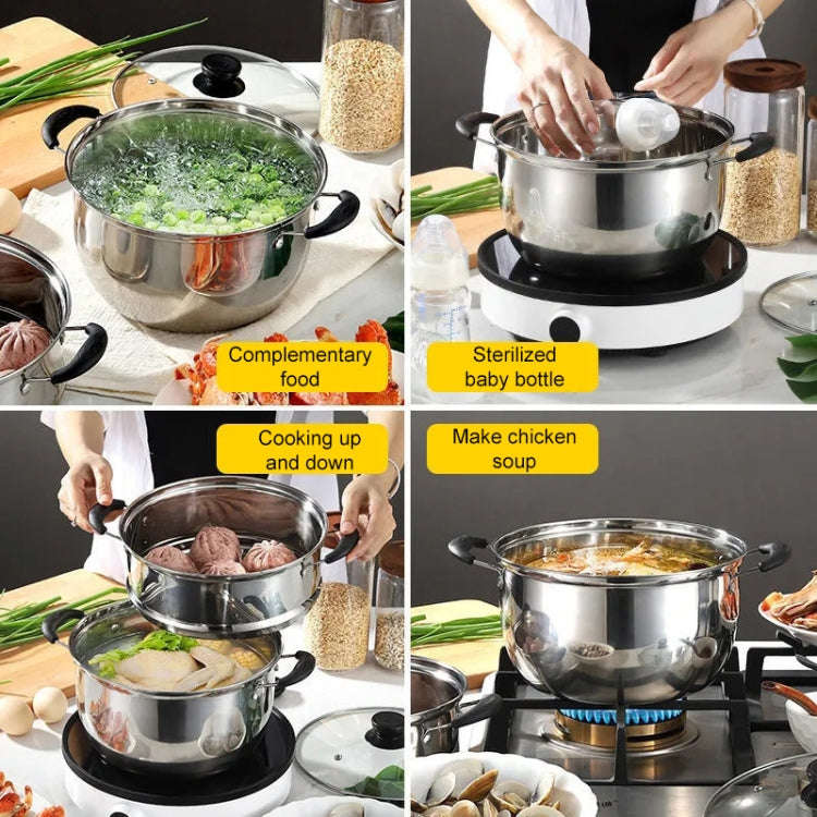Single Layer 26cm Stainless Steel Thickened Soup Pot Small Stew Pot Induction Gas Stove Universal...