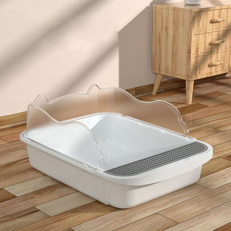 Semi-closed Cat-ear Baffle Cat Litter Basin Deodorization Cat Toilet, Size:Small Size(Random Color)