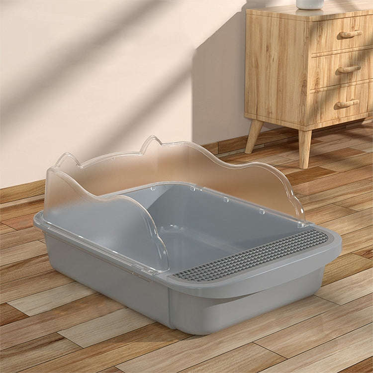 Semi-closed Cat-ear Baffle Cat Litter Basin Deodorization Cat Toilet, Size:Large Size(Random Color)