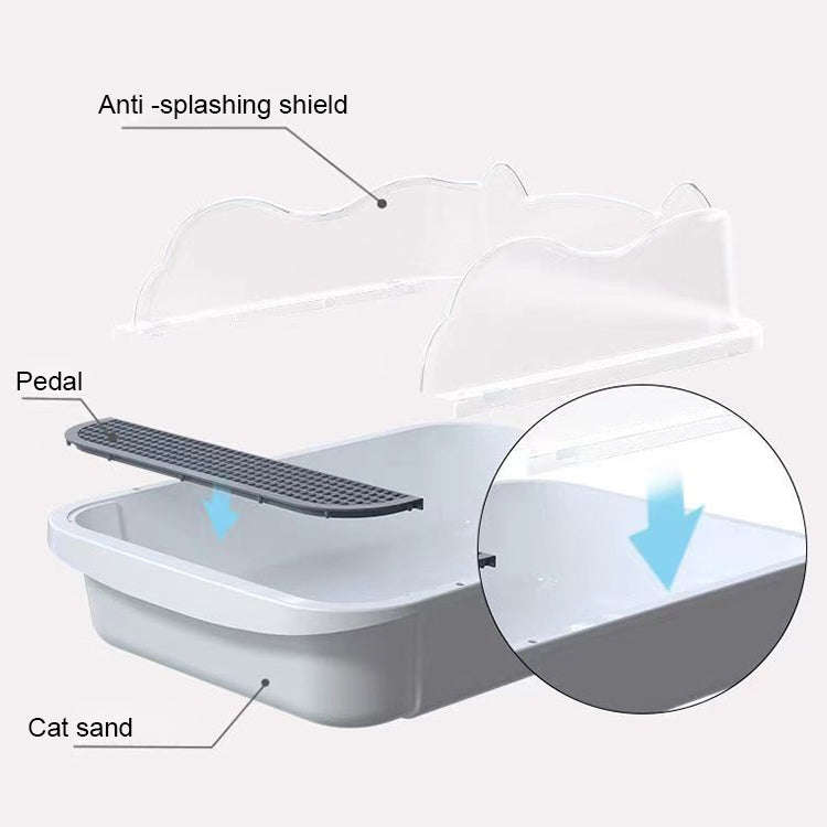 Semi-closed Cat-ear Baffle Cat Litter Basin Deodorization Cat Toilet, Size:Large Size(Random Color)