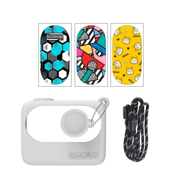 For Insta360 GO 3 Sunnylife Silicone Case Stickers Skin Wrap Lens Cover with Neck Strap(White)