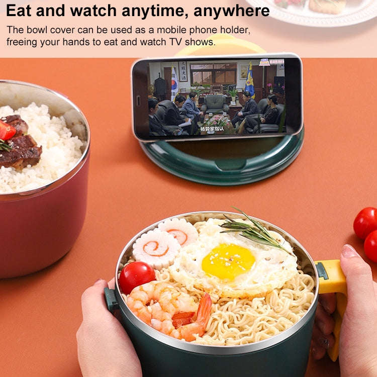 304 Stainless Steel Instant Noodle Bowl Student Lunch Box(Sapphire Blue)