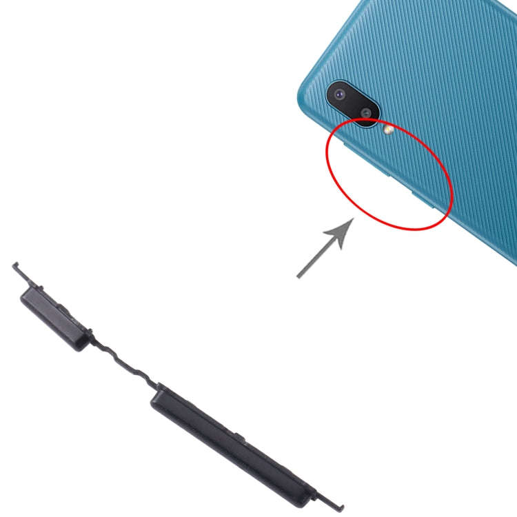 For Samsung Galaxy A02 SM-A022 10pcs Power Button + Volume Control Button(Black)
