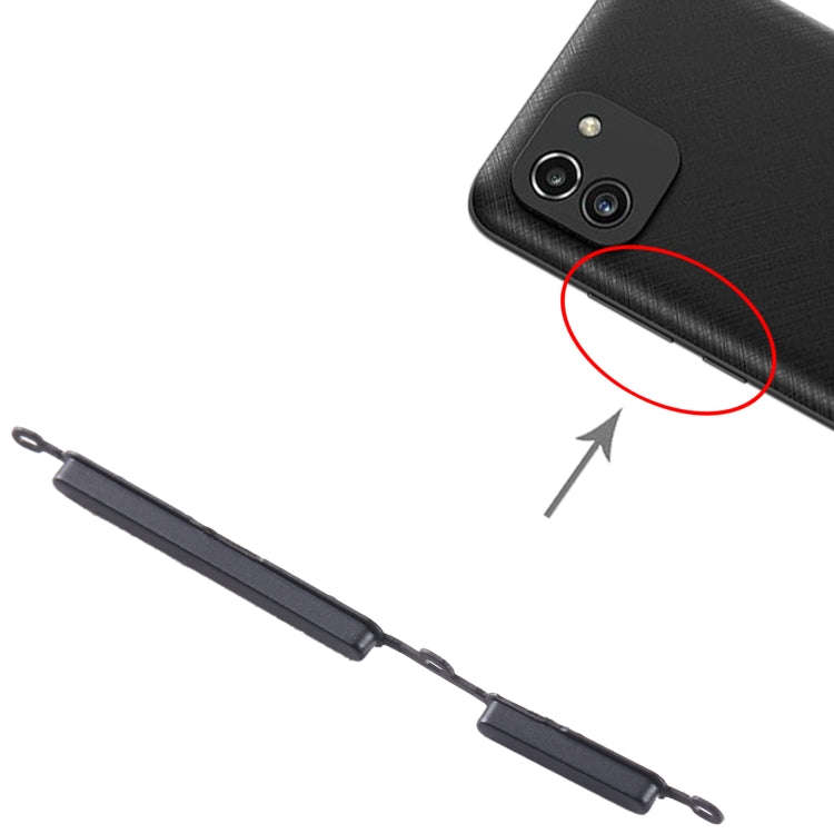 For Samsung Galaxy A03 SM-A035 10pcs Power Button + Volume Control Button(Black)
