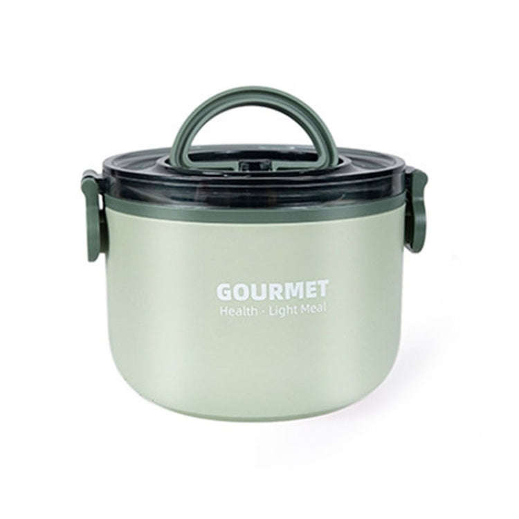 Single-Layer 1000ml 304 Stainless Steel Insulated Bowl Student Plastic Shell Lunch Box(Green)