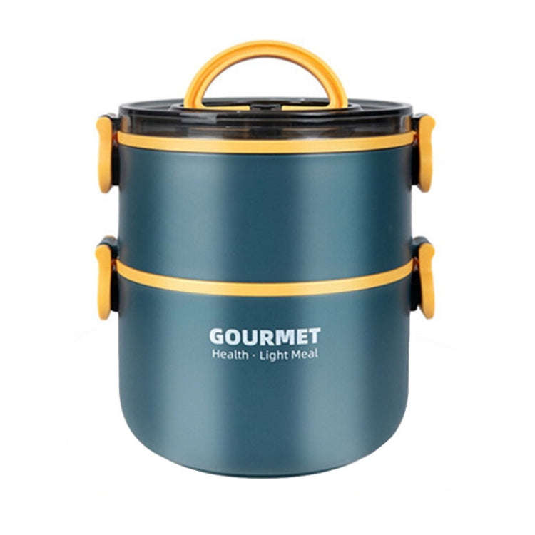 Dual-Layer 1600ml 304 Stainless Steel Insulated Bowl Student Plastic Shell Lunch Box(Blue)