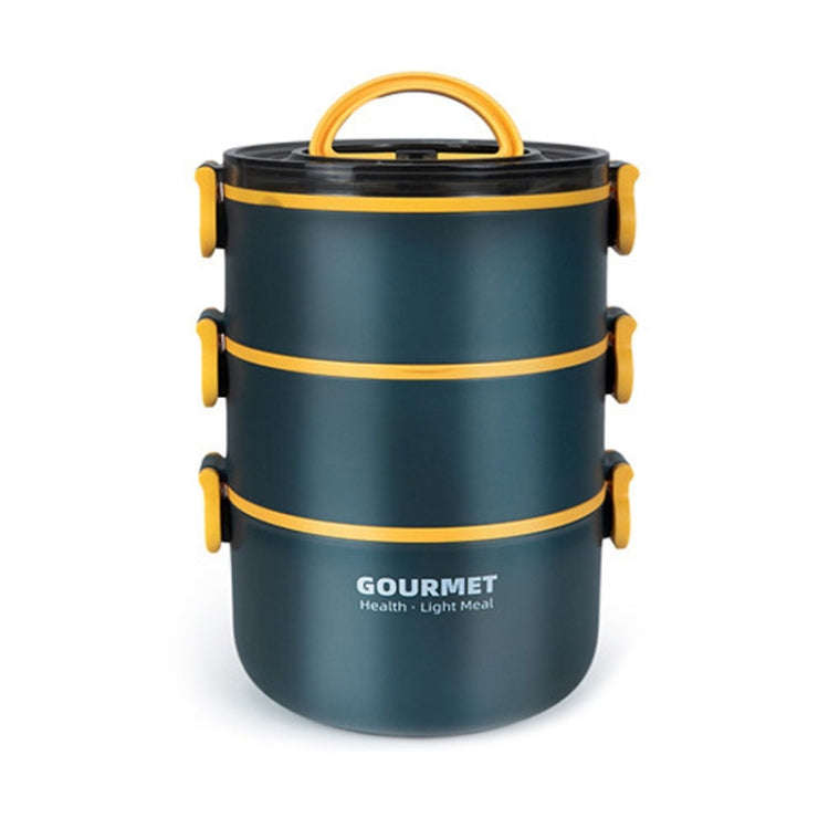 Tri-Layer 2200ml 304 Stainless Steel Insulated Bowl Student Plastic Shell Lunch Box(Blue)