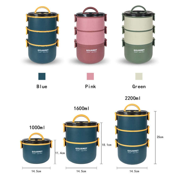 Single-Layer 1000ml 304 Stainless Steel Insulated Bowl Student Plastic Shell Lunch Box(Blue)