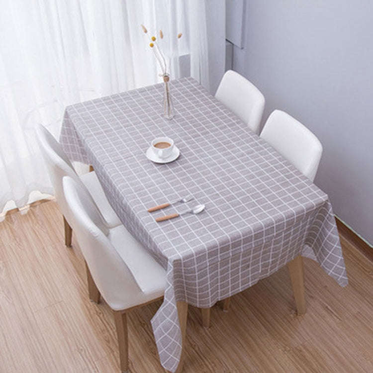 137x137cm Home Tablecloth No-wash PVC Coffee Table Cloth(Grey Plaid)