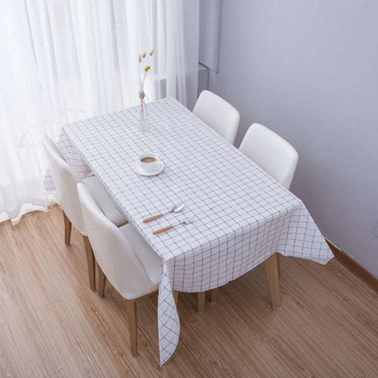 137x180cm Home Tablecloth No-wash PVC Coffee Table Cloth(White Plaid)