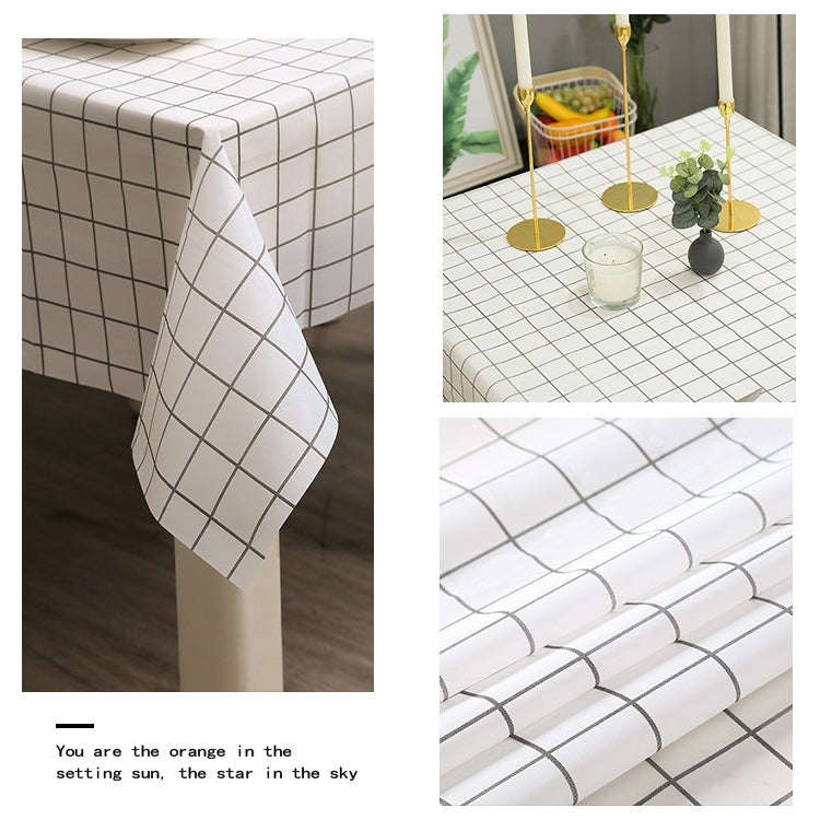 137x90cm Home Tablecloth No-wash PVC Coffee Table Cloth(Grey Plaid)