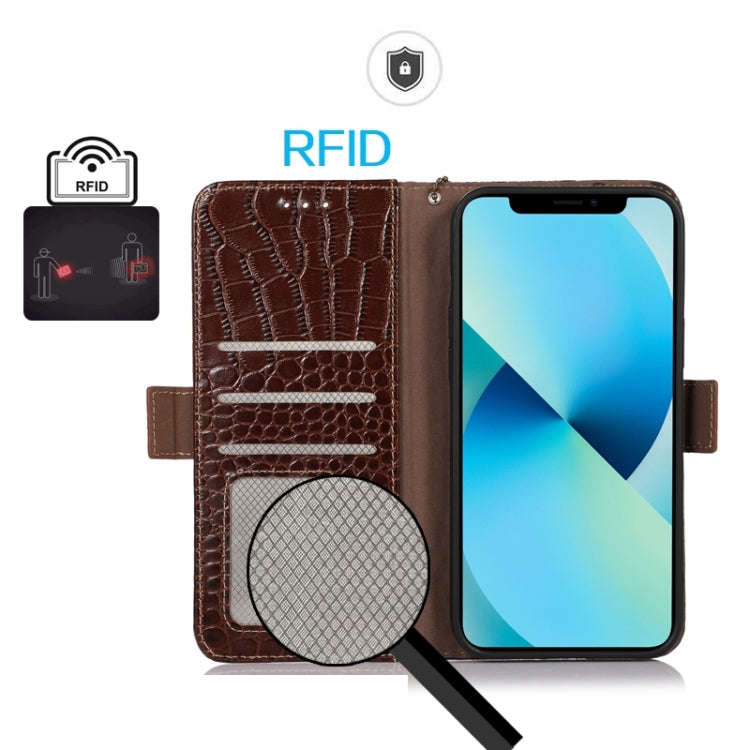 For Sony Xperia 1 VI Crocodile Top Layer Cowhide Leather Phone Case(Brown)
