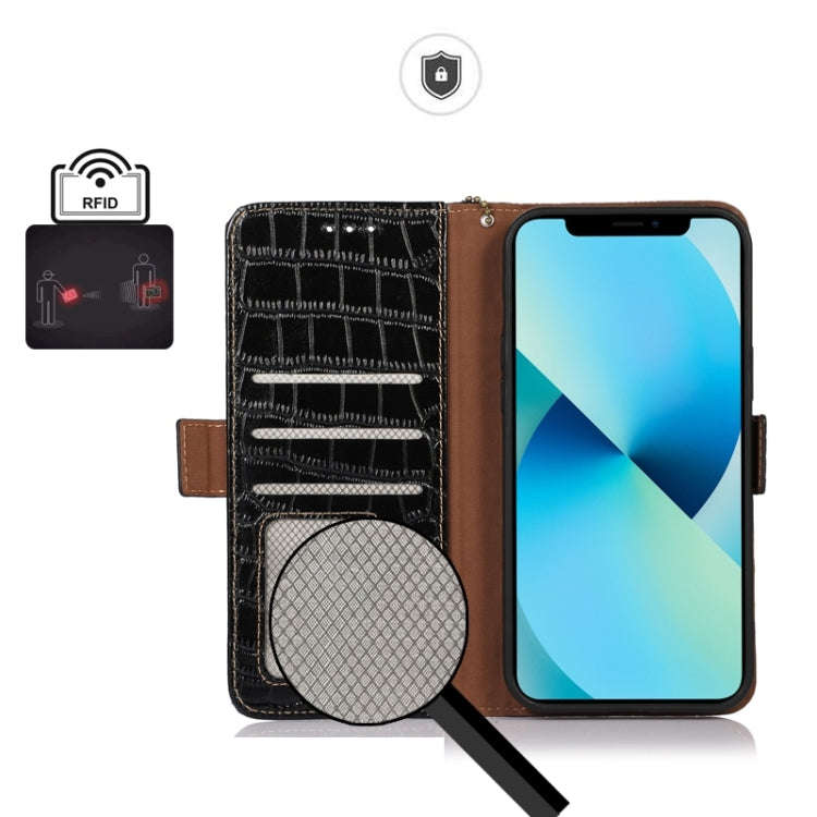 For Sony Xperia 1 VI Crocodile Top Layer Cowhide Leather Phone Case(Black)