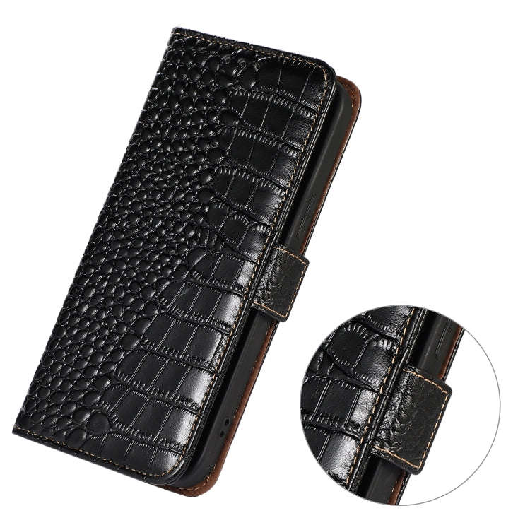 For Sony Xperia 1 VI Crocodile Top Layer Cowhide Leather Phone Case(Black)