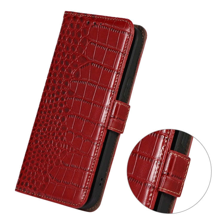 For Sony Xperia 10 VI Crocodile Top Layer Cowhide Leather Phone Case(Red)