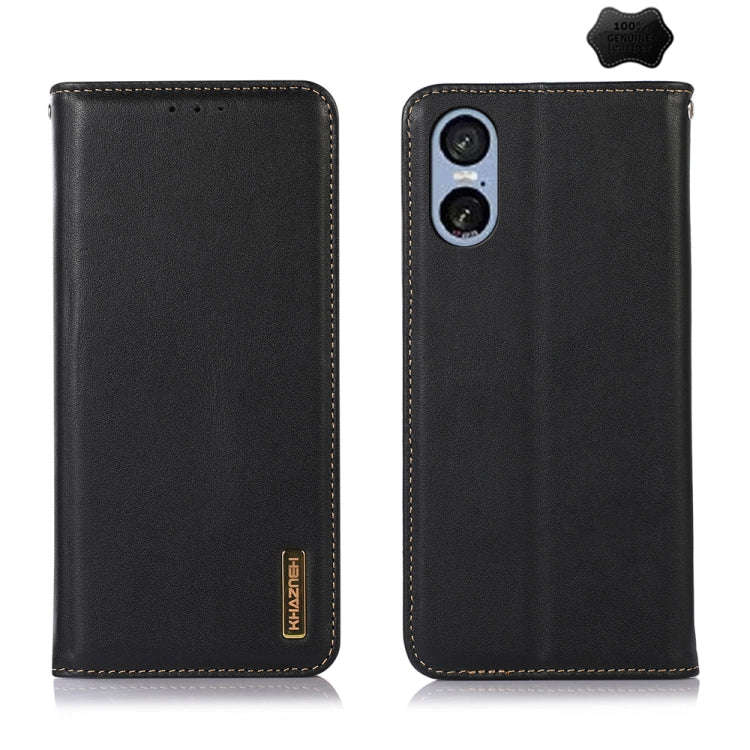 For Sony Xperia 5 VI KHAZNEH Nappa Top Layer Cowhide Leather Phone Case(Black)