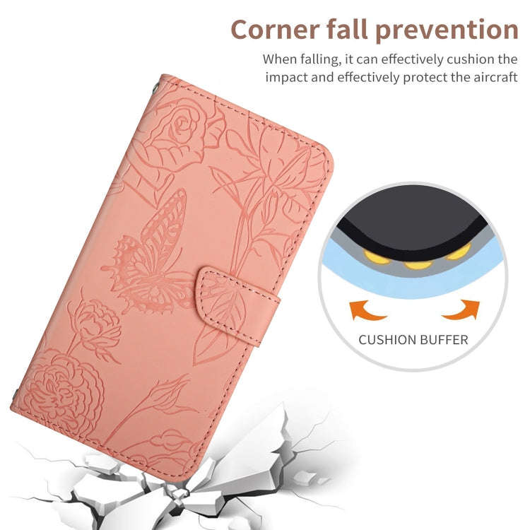 For Honor X6b HT03 Skin Feel Butterfly Embossed Flip Leather Phone Case(Pink)