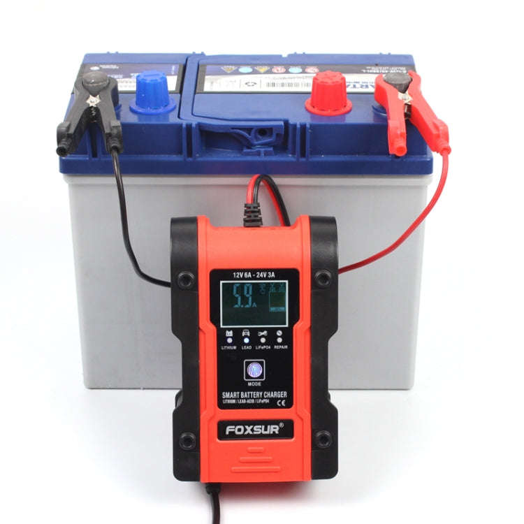 FOXSUR 12V-24V Car Motorcycle Repair Battery Charger AGM Charger Color:Red(UK Plug)