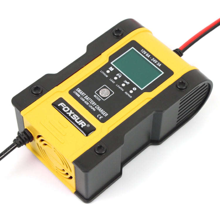 FOXSUR 12V-24V Car Motorcycle Repair Battery Charger AGM Charger Color:Yellow(US Plug)