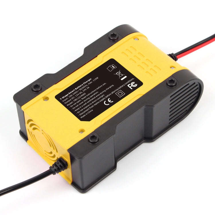FOXSUR 12V-24V Car Motorcycle Repair Battery Charger AGM Charger Color:Yellow(US Plug)