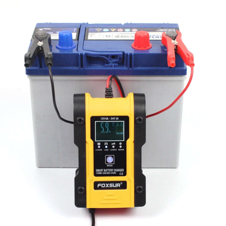 FOXSUR 12V-24V Car Motorcycle Repair Battery Charger AGM Charger Color:Yellow(US Plug)
