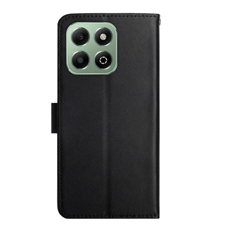 For Honor X6b HT02 Genuine Leather Fingerprint-proof Flip Phone Case(Black)