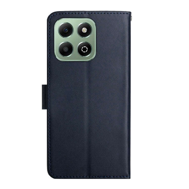 For Honor X6b HT02 Genuine Leather Fingerprint-proof Flip Phone Case(Blue)