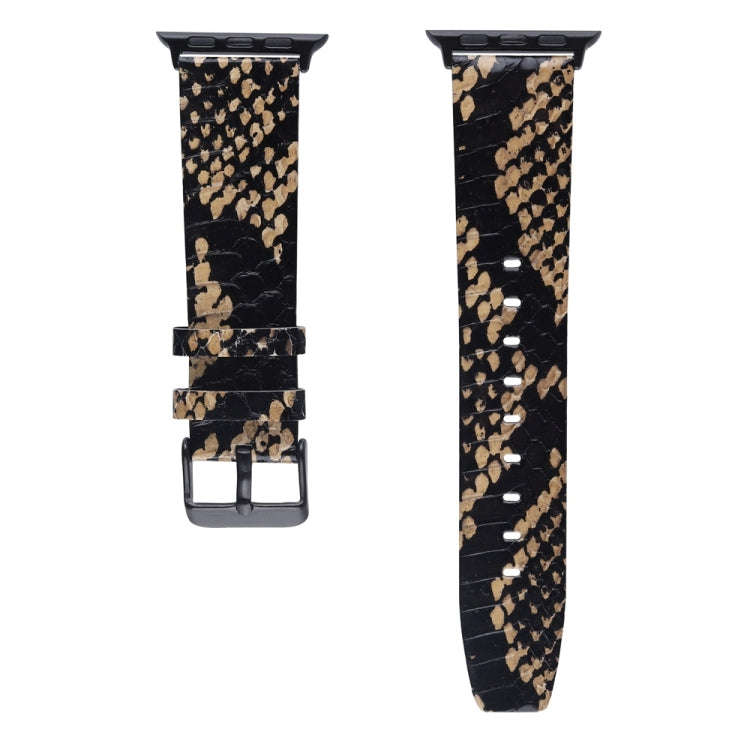For Apple Watch Series 7 45mm / 6 & SE & 5 & 4 44mm / 3 & 2 & 1 42mm Snake Skin Texture Top-grain...