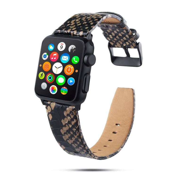 For Apple Watch Series 7 45mm / 6 & SE & 5 & 4 44mm / 3 & 2 & 1 42mm Snake Skin Texture Top-grain...