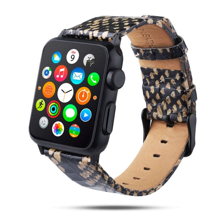 For Apple Watch Series 7 45mm / 6 & SE & 5 & 4 44mm / 3 & 2 & 1 42mm Snake Skin Texture Top-grain...