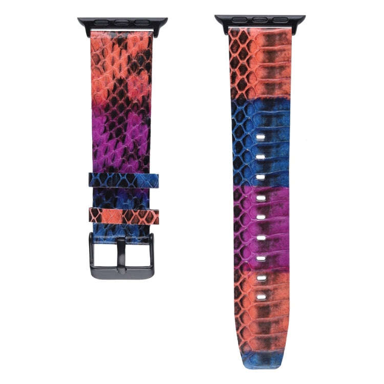 For Apple Watch Series 7 45mm / 6 & SE & 5 & 4 44mm / 3 & 2 & 1 42mm Snake Skin Texture Top-grain...