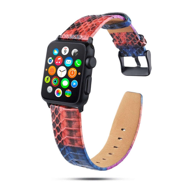 For Apple Watch Series 7 45mm / 6 & SE & 5 & 4 44mm / 3 & 2 & 1 42mm Snake Skin Texture Top-grain...