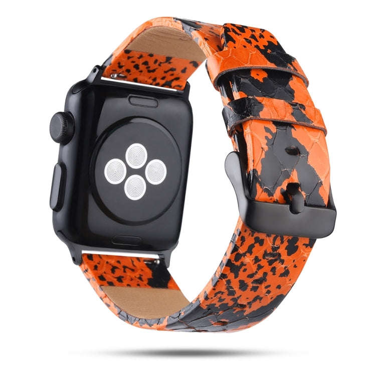 For Apple Watch Series 7 45mm / 6 & SE & 5 & 4 44mm / 3 & 2 & 1 42mm Snake Skin Texture Top-grain...