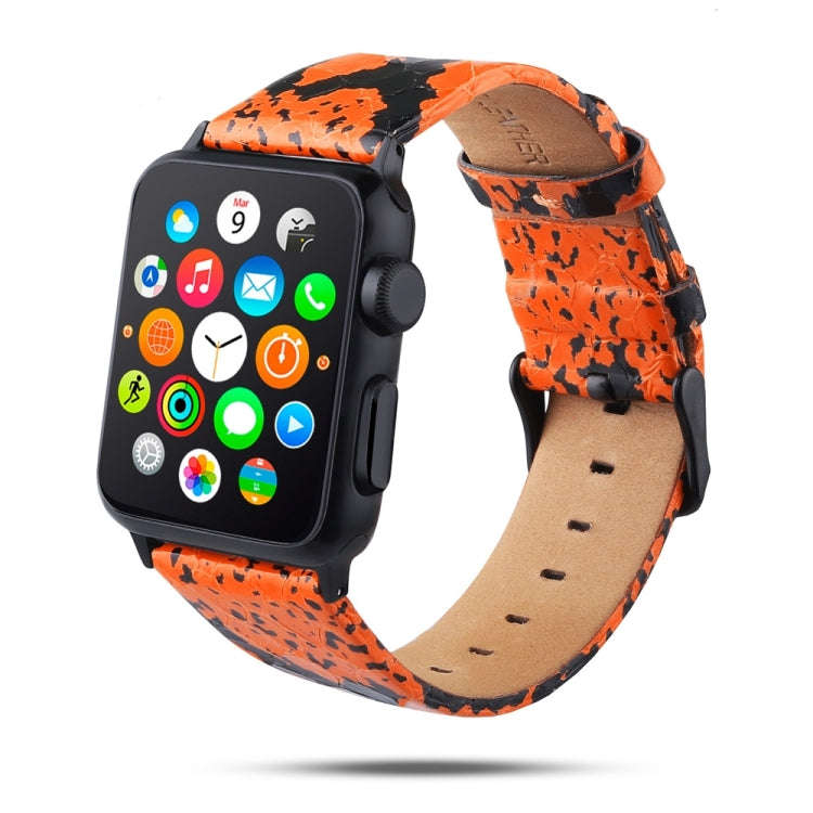 For Apple Watch Series 7 45mm / 6 & SE & 5 & 4 44mm / 3 & 2 & 1 42mm Snake Skin Texture Top-grain...