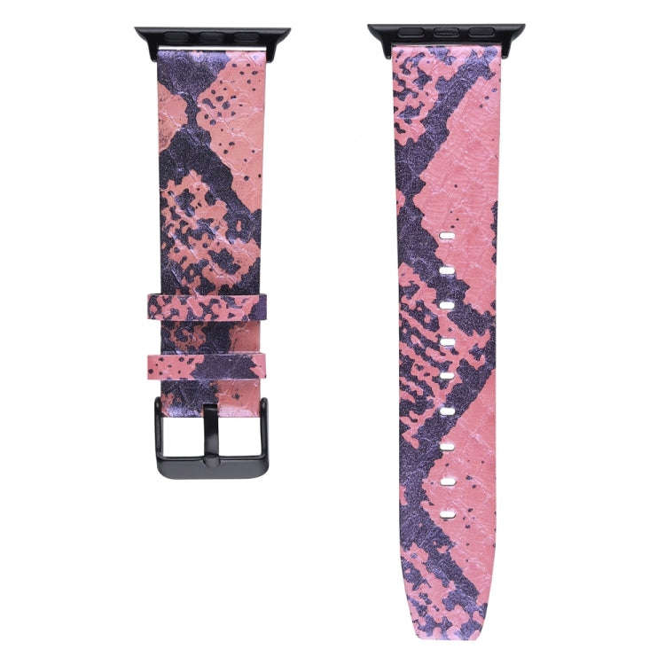 For Apple Watch Series 7 45mm / 6 & SE & 5 & 4 44mm / 3 & 2 & 1 42mm Snake Skin Texture Top-grain...