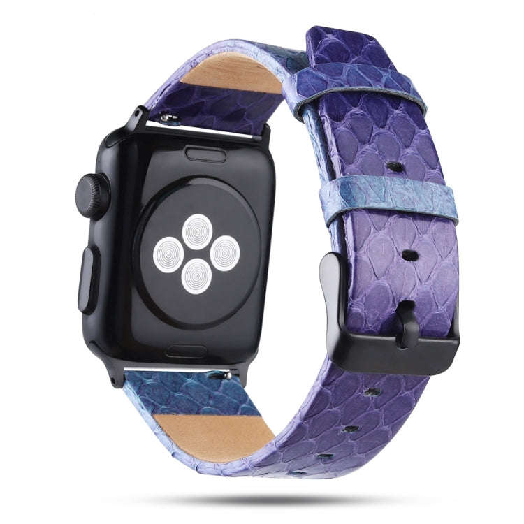 For Apple Watch Series 7 45mm / 6 & SE & 5 & 4 44mm / 3 & 2 & 1 42mm Snake Skin Texture Top-grain...